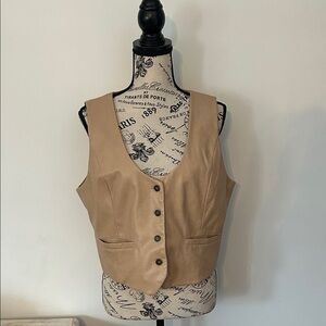 7 For All Mankind Faux Leather Button Up Vest Women's size L